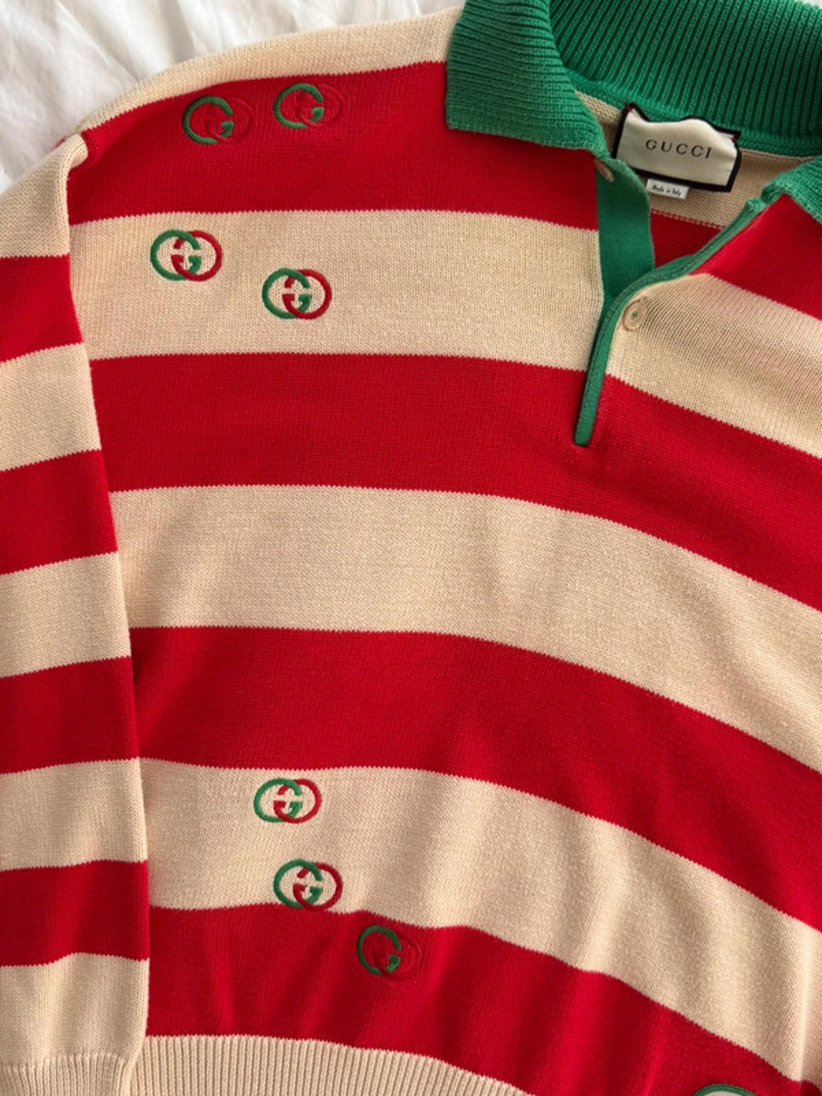 Gucci striped knit polo jumper