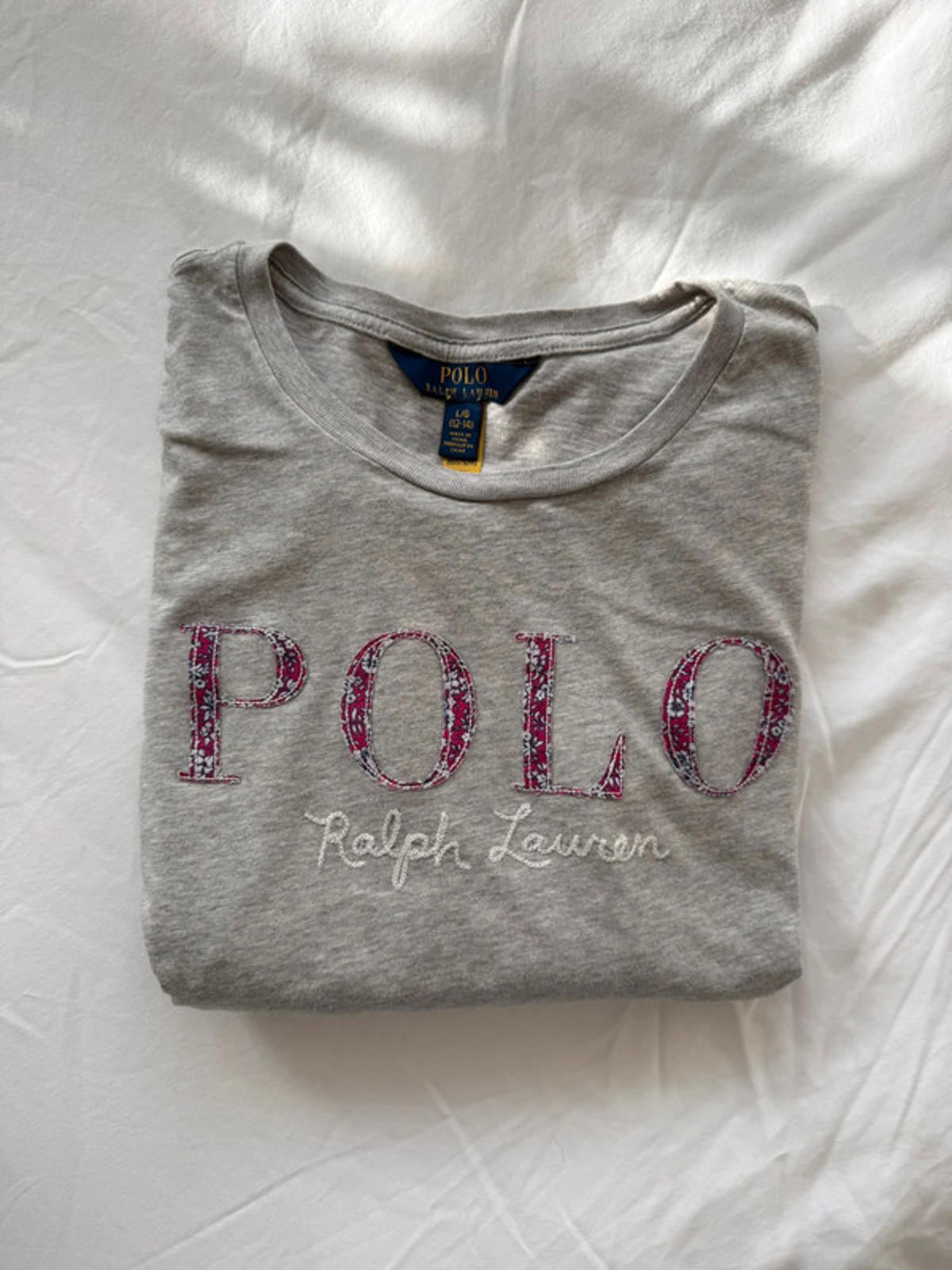 Ralph Lauren grey floral-logo long sleeve