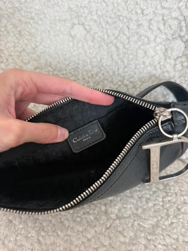 Christian Dior black leather Diorissimo shoulder bag