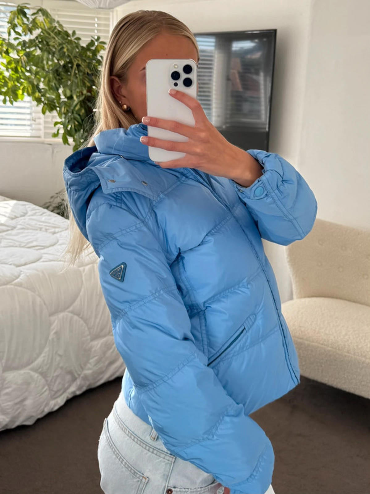 Prada Light Blue Down Puffer Jacket