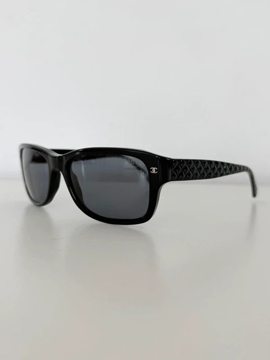 chanel black rectangular sunglasses
