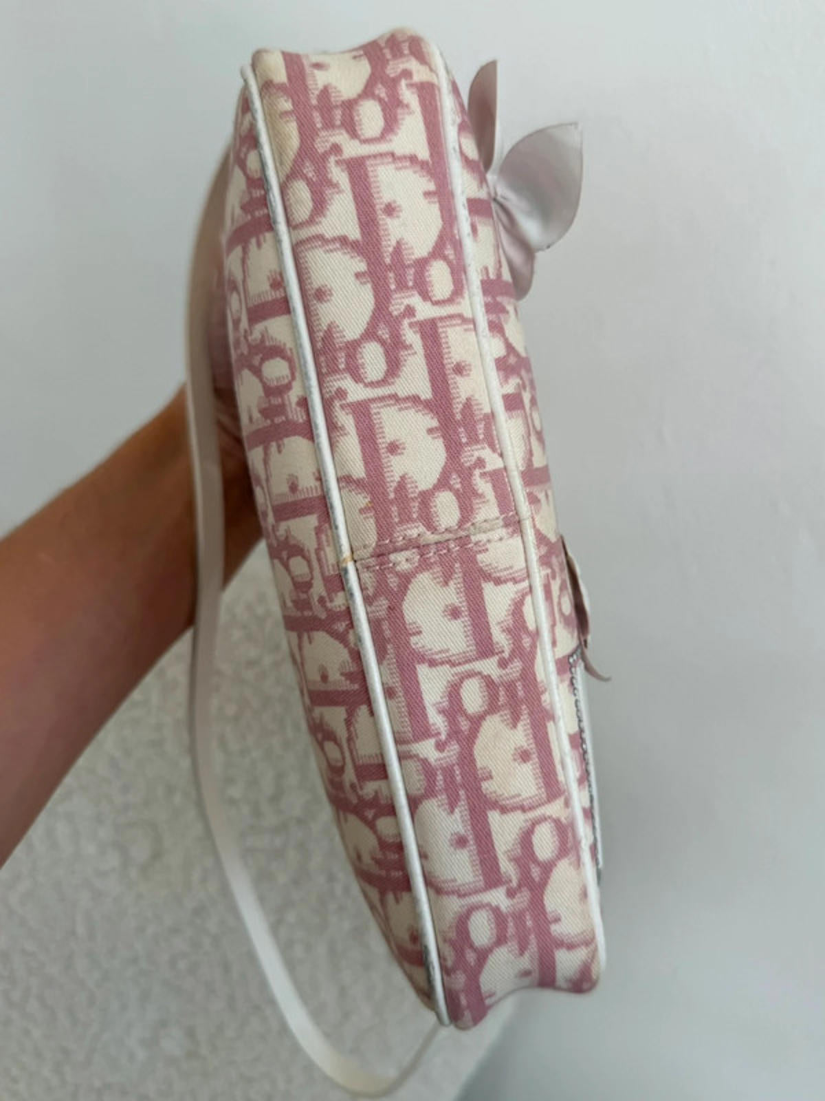 Christian Dior pink & white Oblique canvas mini Pochette shoulder bag with floral