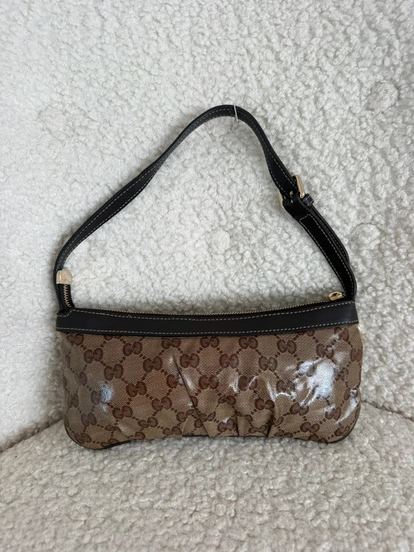 gucci gg crystal canvas mini shoulder bag brown