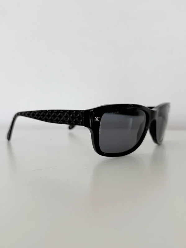 chanel black rectangular sunglasses