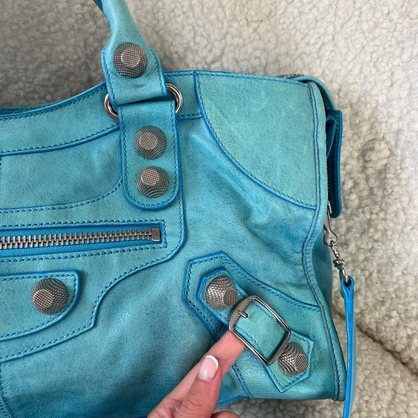 Turquoise Balenciaga City Bag