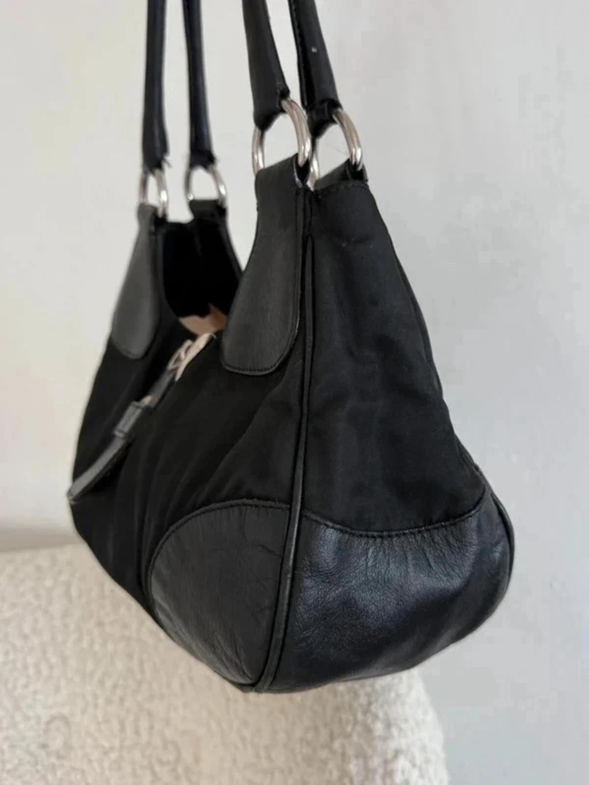 Prada nylon buckle half moon shoulder bag in black