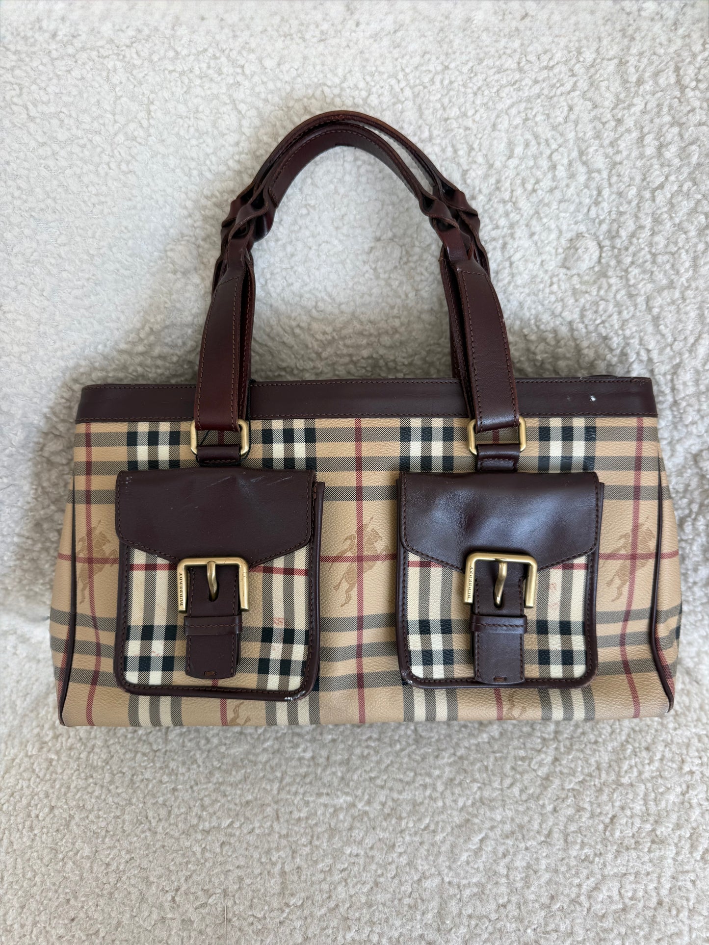 Vintage Burberry Haymarket Check Rectangle Handbag