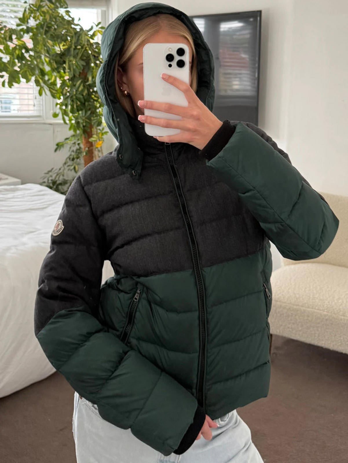 Moncler Charcoal & Deep Green Down Puffer Jacket