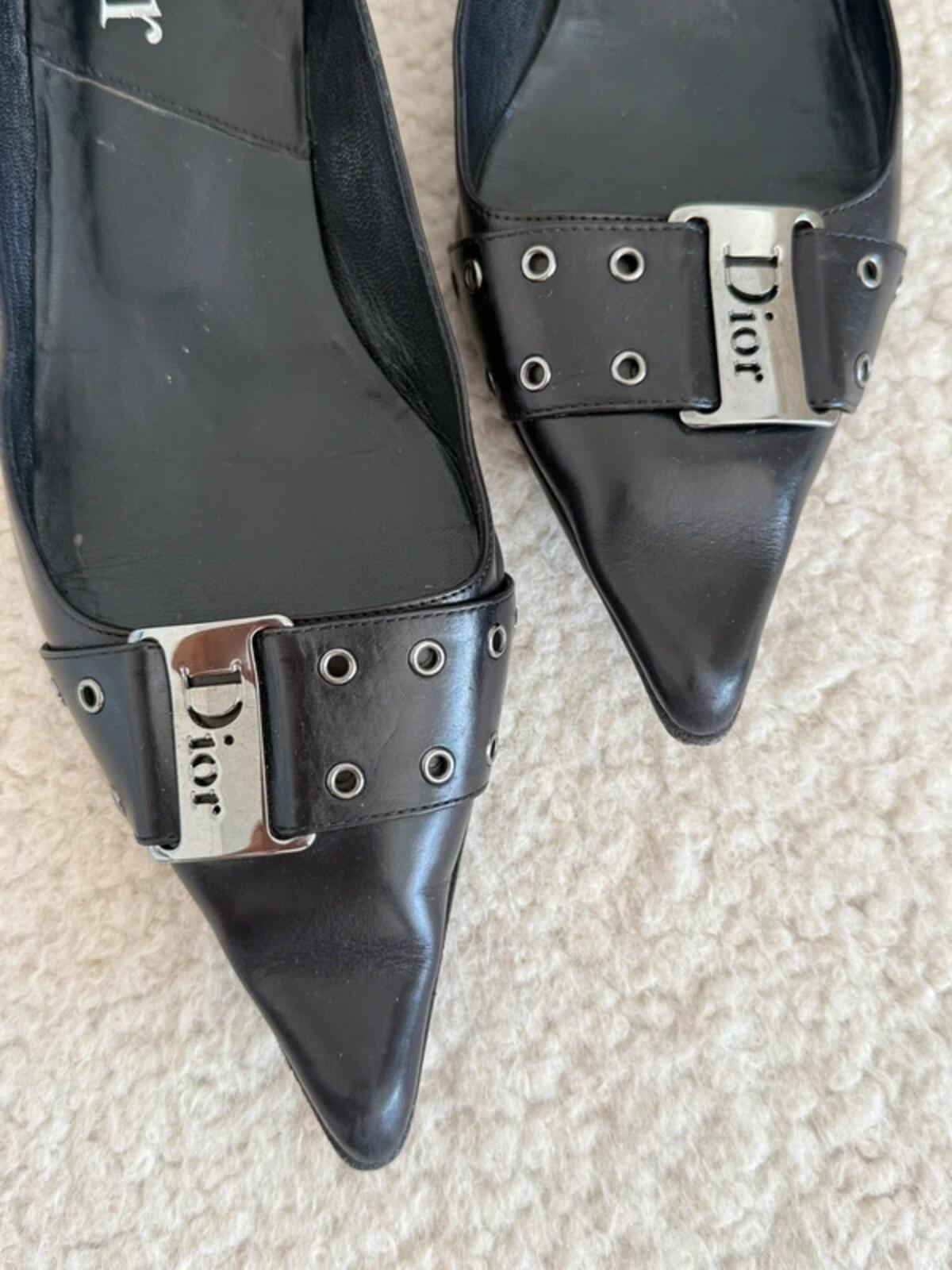 Dior pointed toe buckle flats