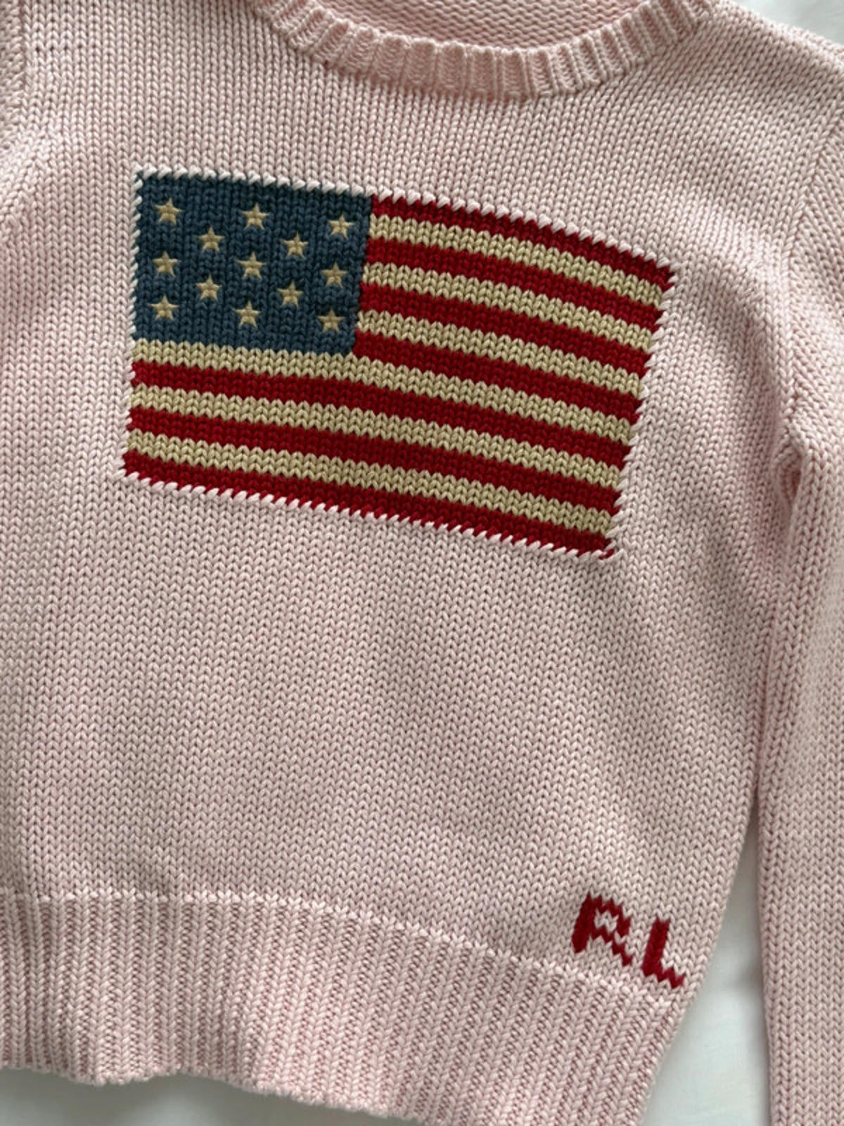 Ralph Lauren Pink knit USA flag jumper