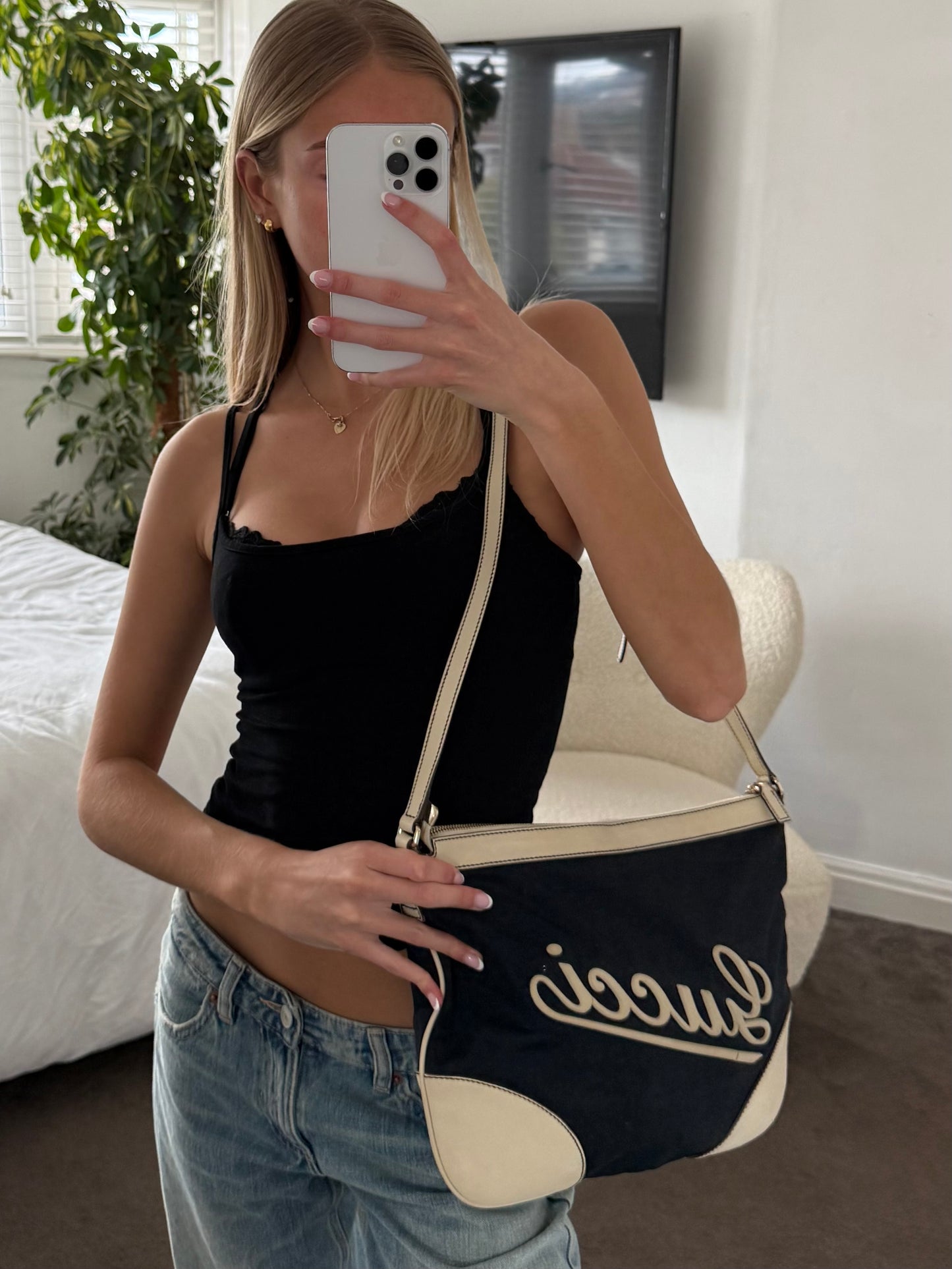 Gucci Script Logo Shoulder / Crossbody Bag