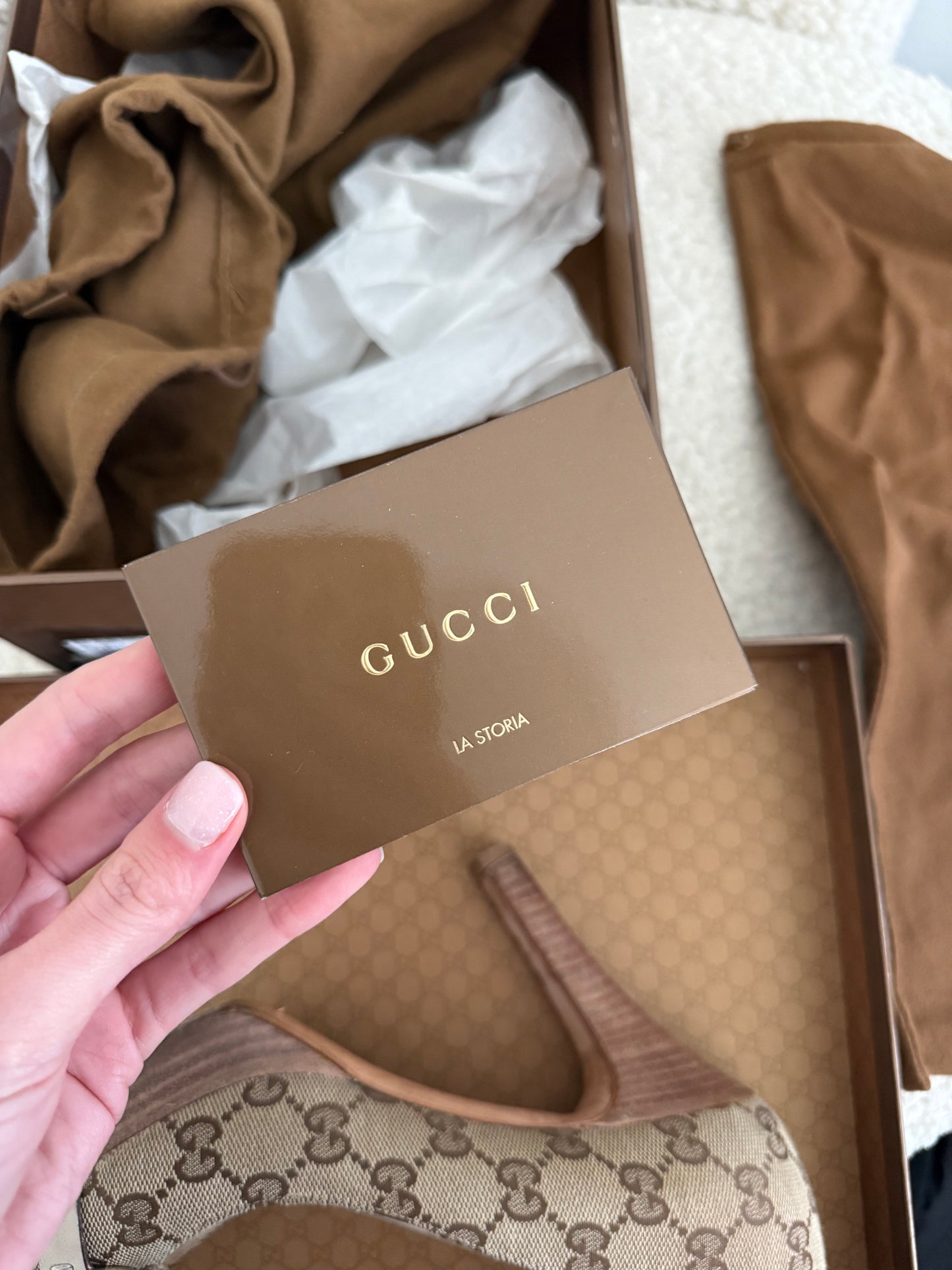 Gucci GG Canvas Horsebit Block Heel Pumps - size 6