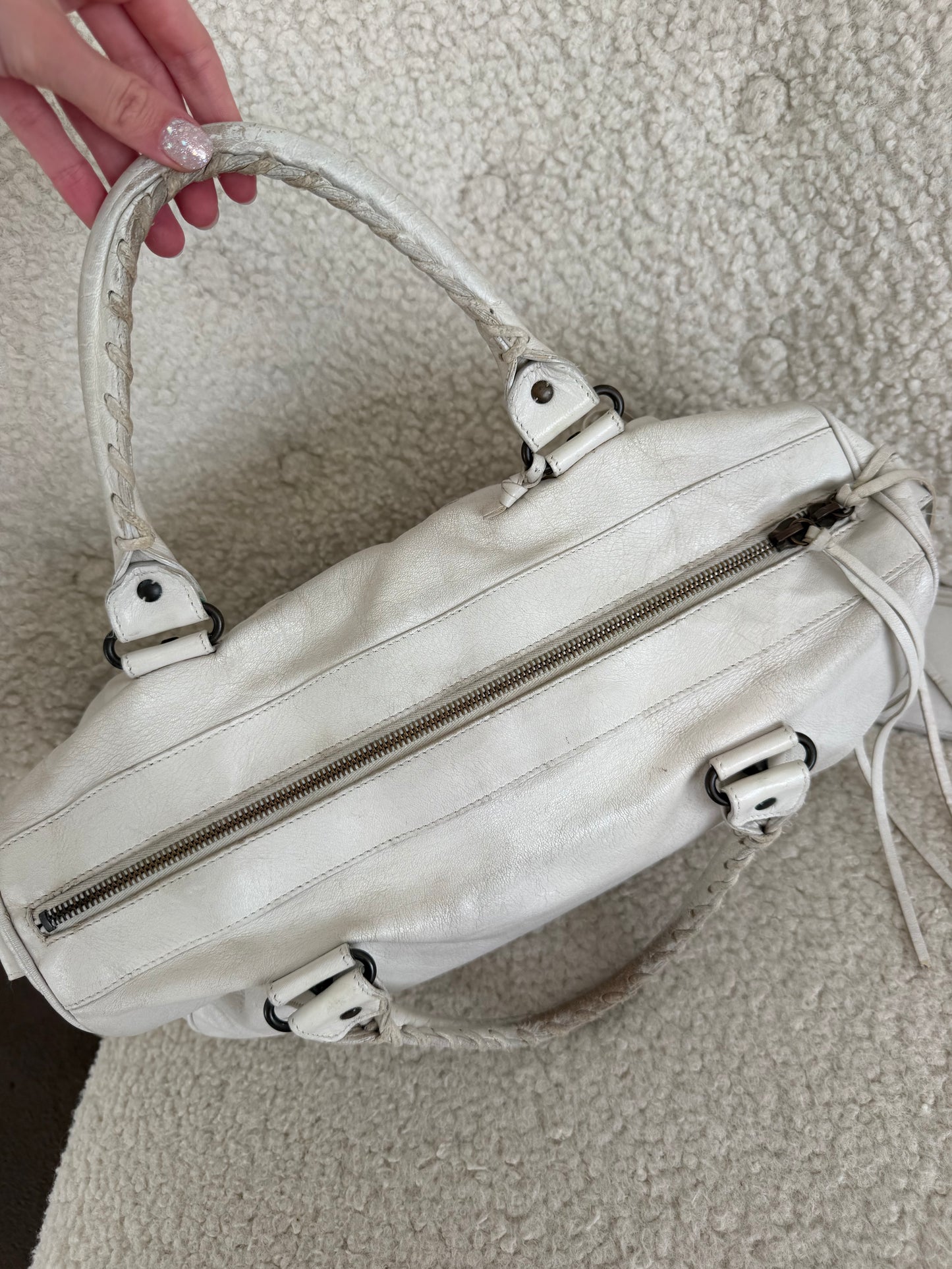 Balenciaga City Bag White Leather Classic Hardware