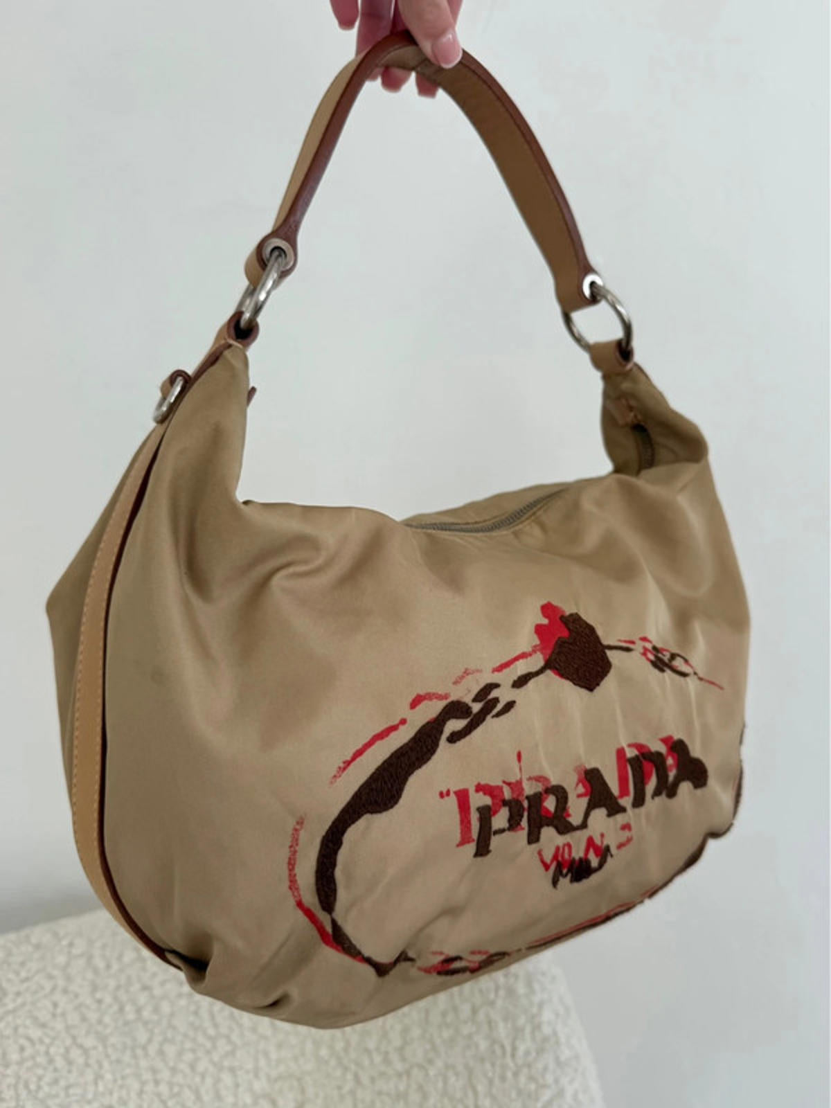 Prada Stencil Logo Hobo Shoulder Bag