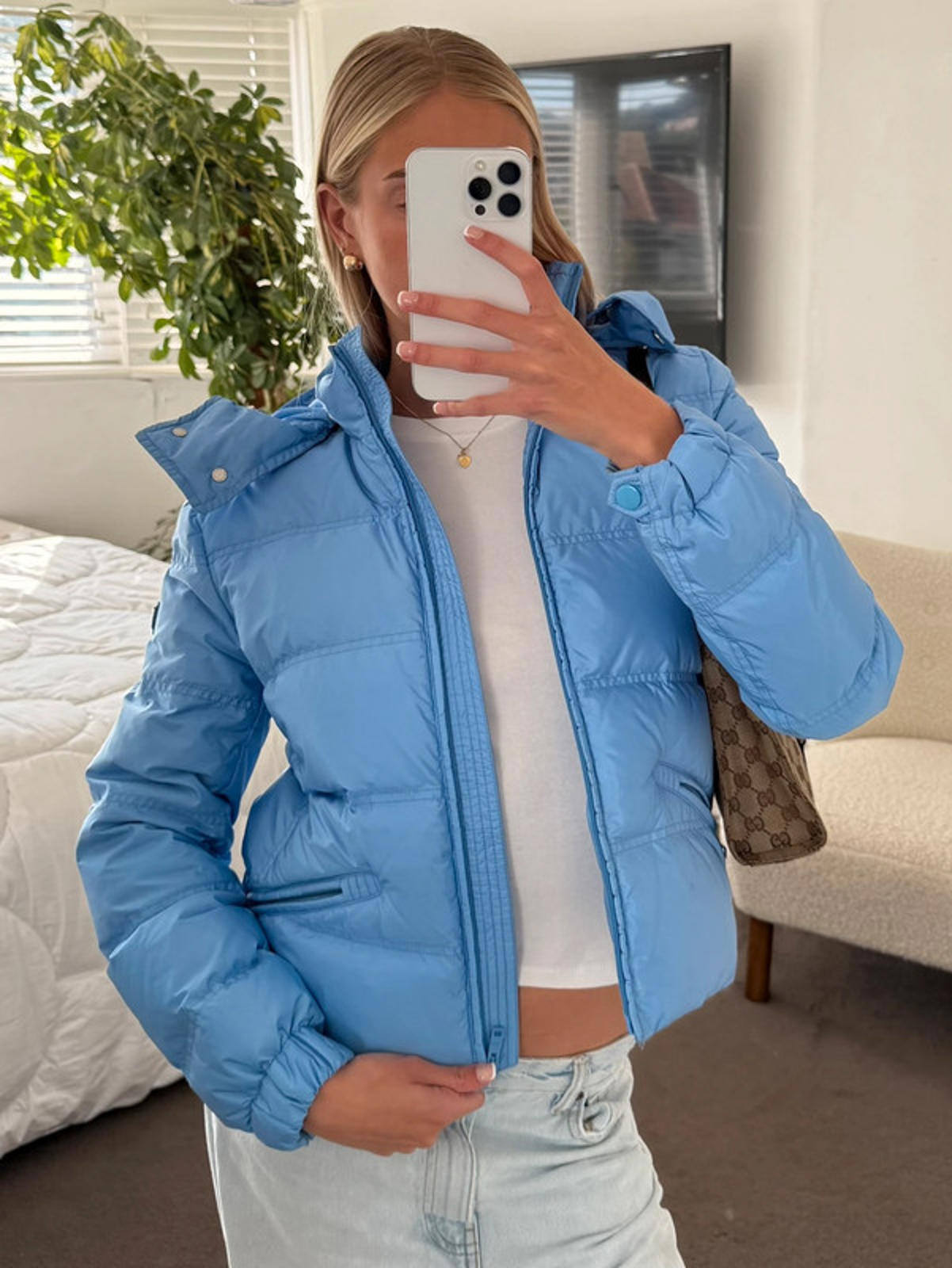 Prada Light Blue Down Puffer Jacket