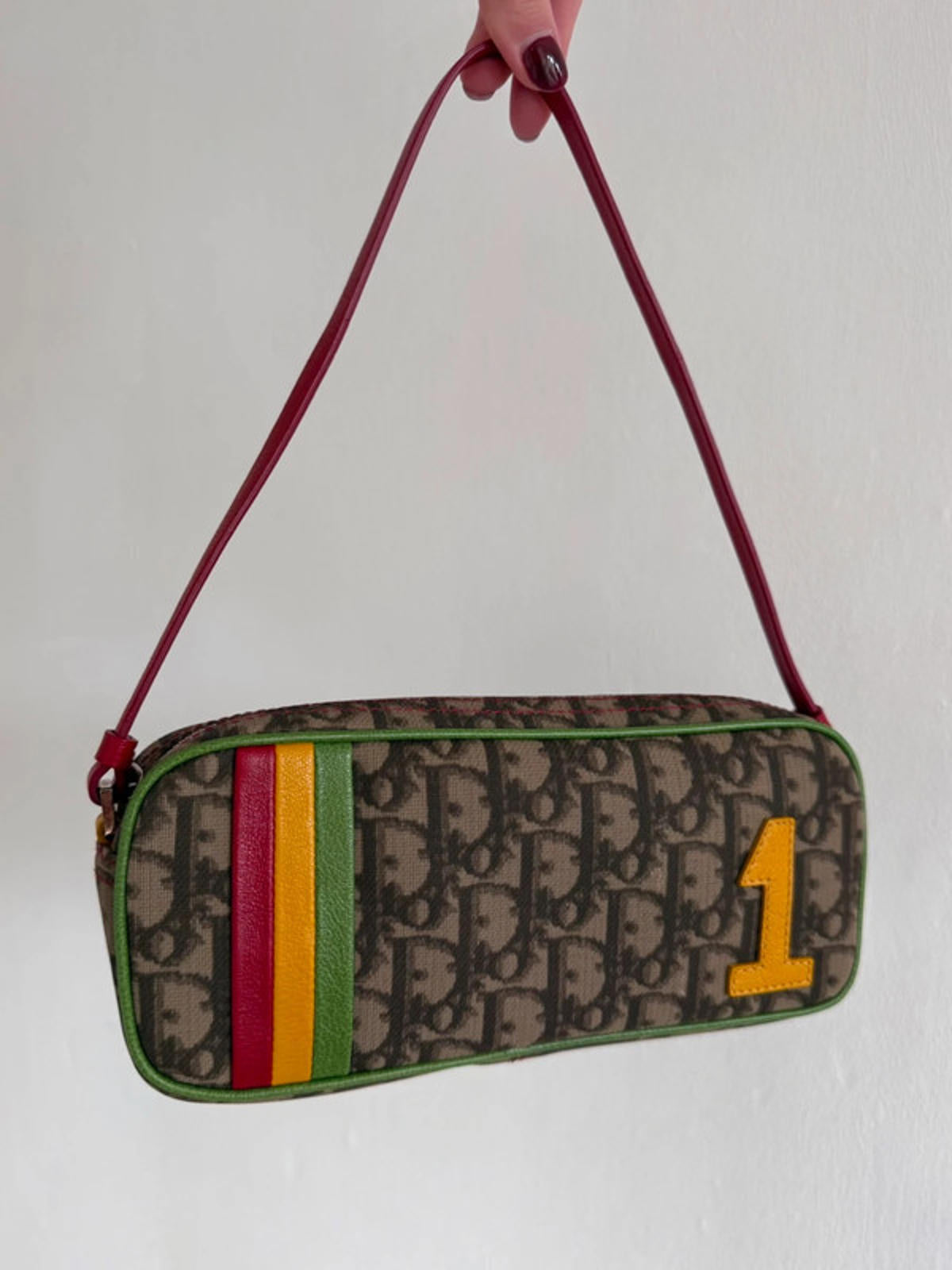 Christian Dior Rasta-Colour Trotter Monogram Mini Pochette Bag