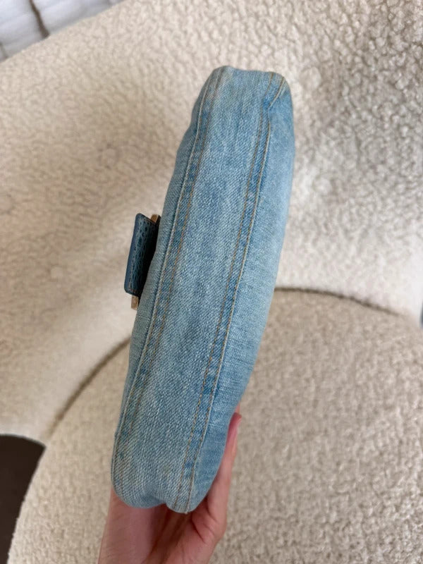 Fendi Denim Baguette Shoulder Bag