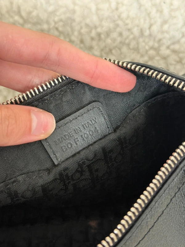 Christian Dior black leather Diorissimo shoulder bag