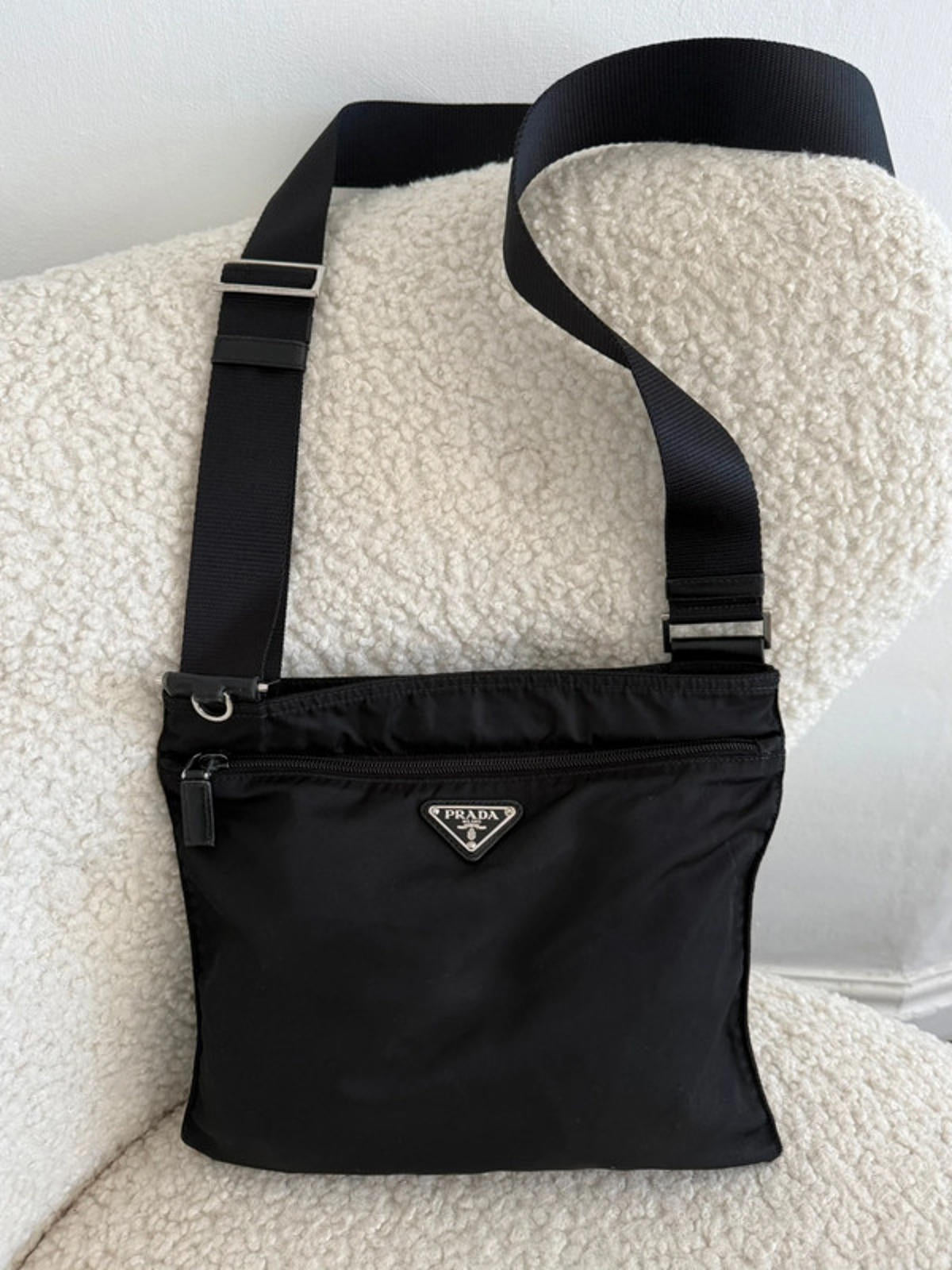 Prada Tessuto Nylon Crossbody Bag – Black