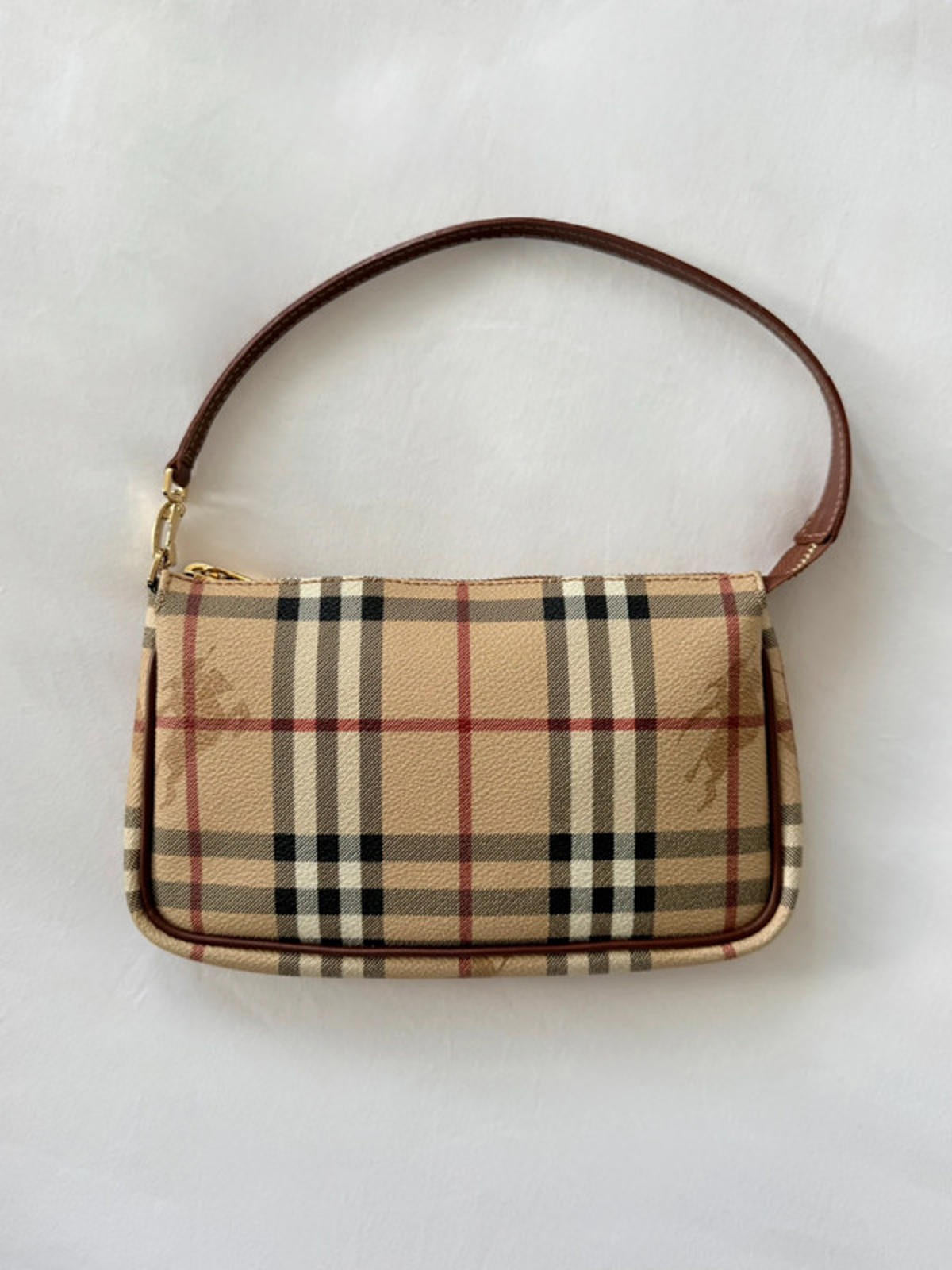 Burberry London Nova Check Shadow Horse Mini Baguette Shoulder Bag