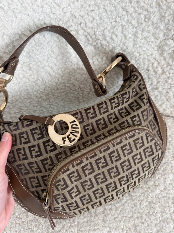 fendi zucca mini shoulder bag brown