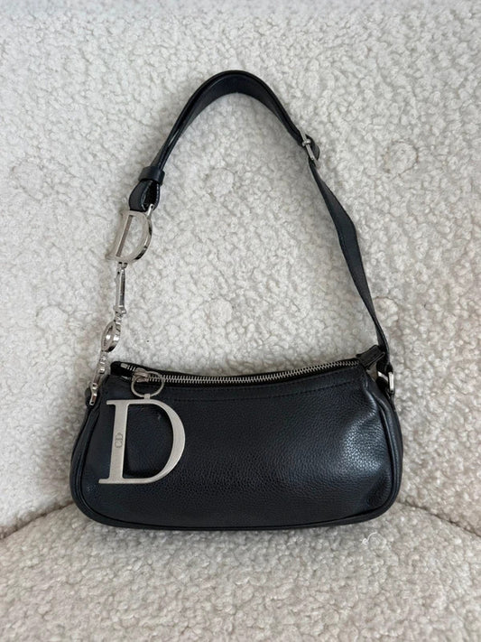 Christian Dior black leather Diorissimo shoulder bag