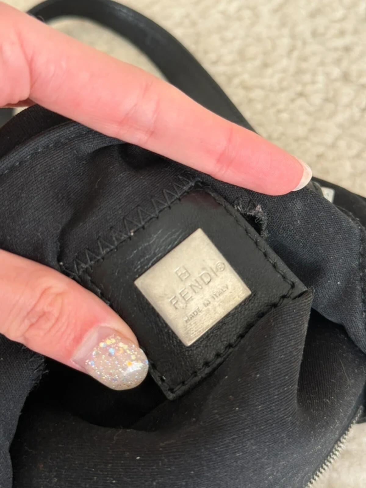 Fendi Black Nylon Mamma Baguette Mini Shoulder Bag