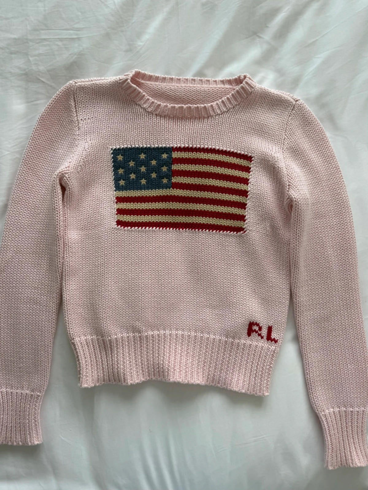 Ralph Lauren Pink knit USA flag jumper