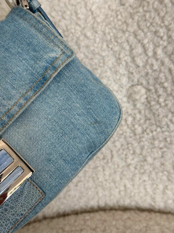 Fendi Denim Baguette Shoulder Bag