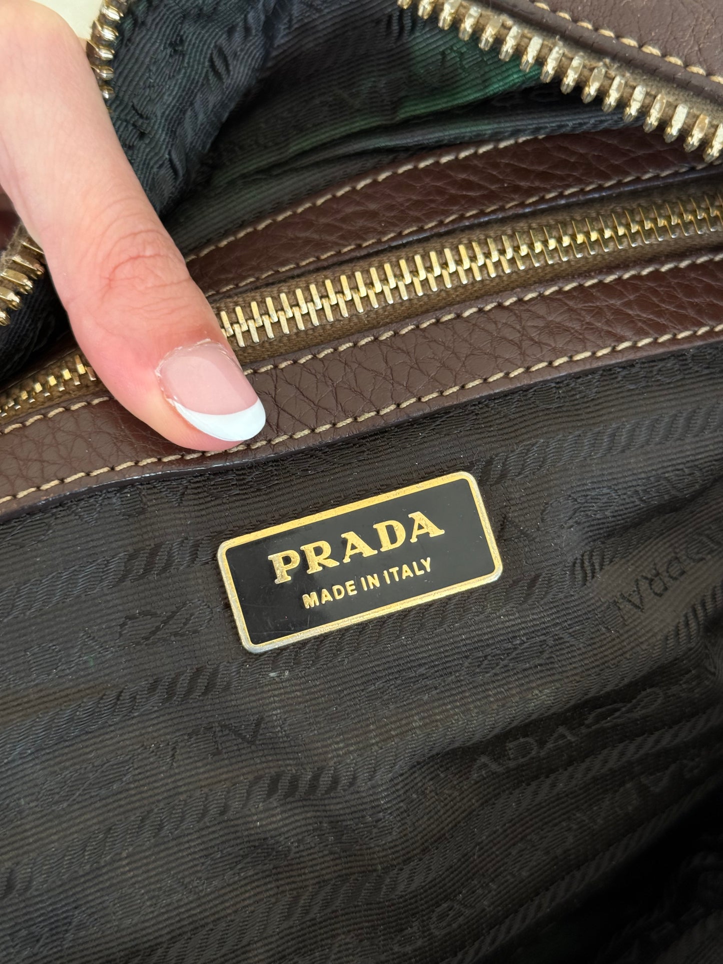 Vintage Prada Vitello Daino Grommet Bauletto Bag
