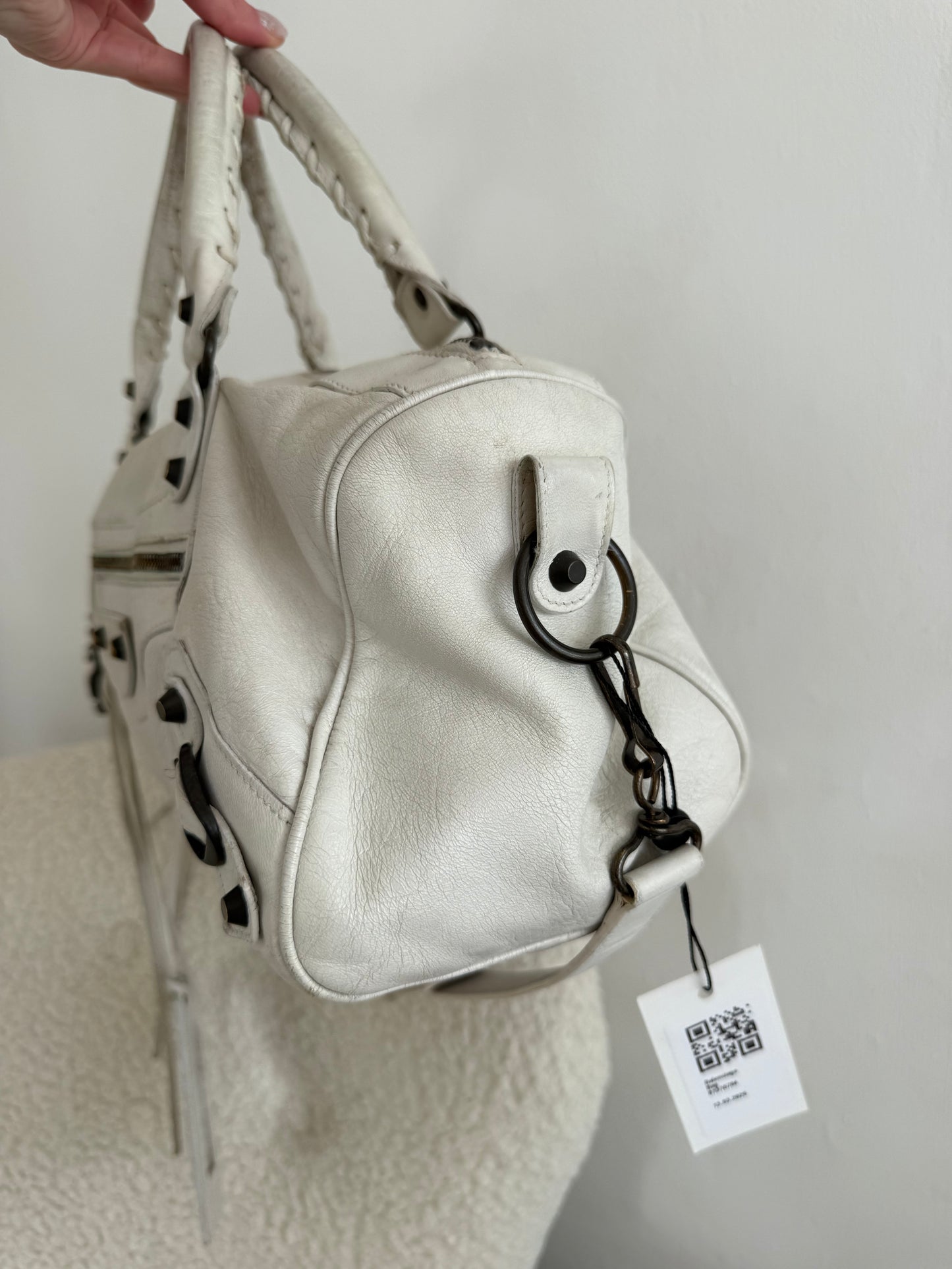 Balenciaga City Bag White Leather Classic Hardware