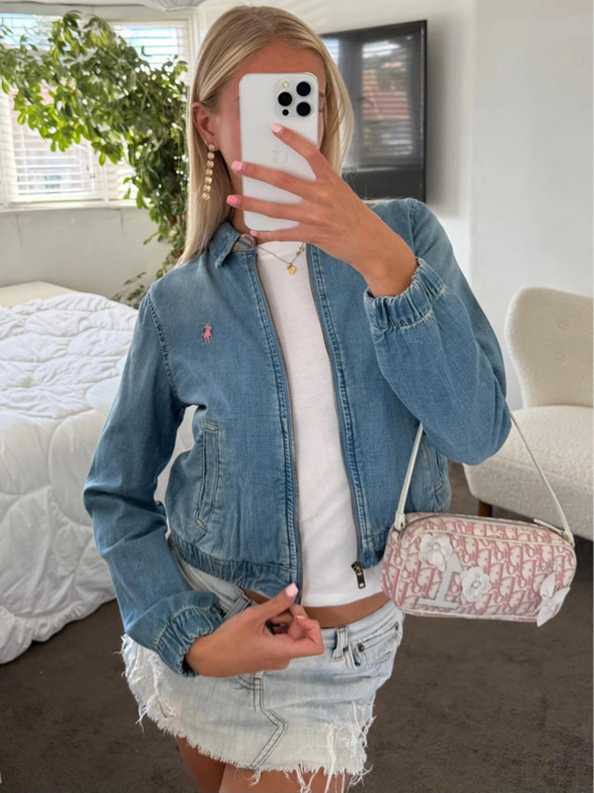 Polo Ralph Lauren cropped denim Harrington bomber jacket