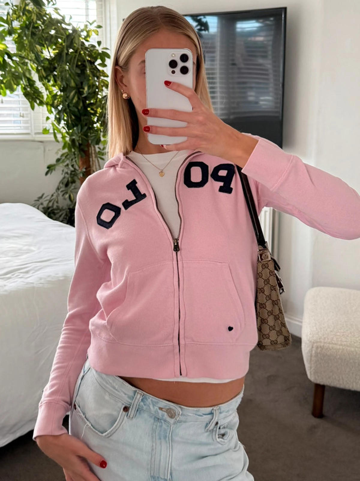 Ralph Lauren pink zip-up hoodie