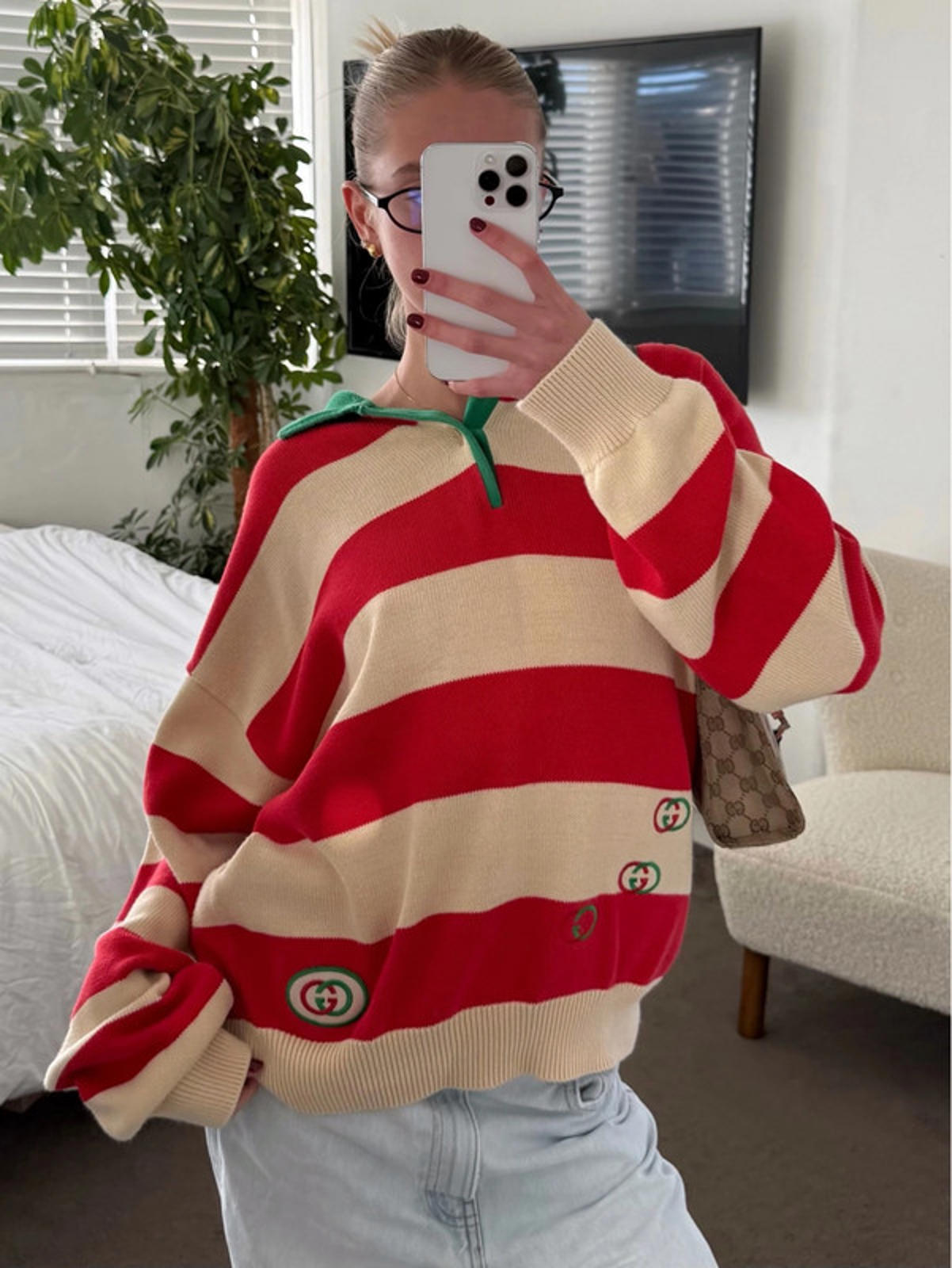Gucci striped knit polo jumper