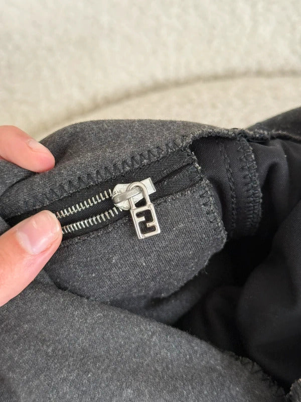 fendi mamma baguette grey jersey shoulder bag