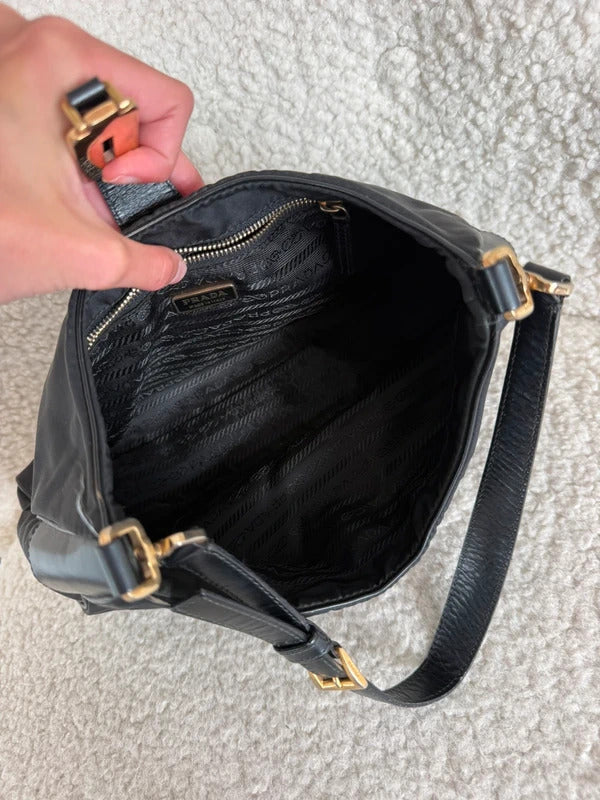 prada black nylon shoulder bag