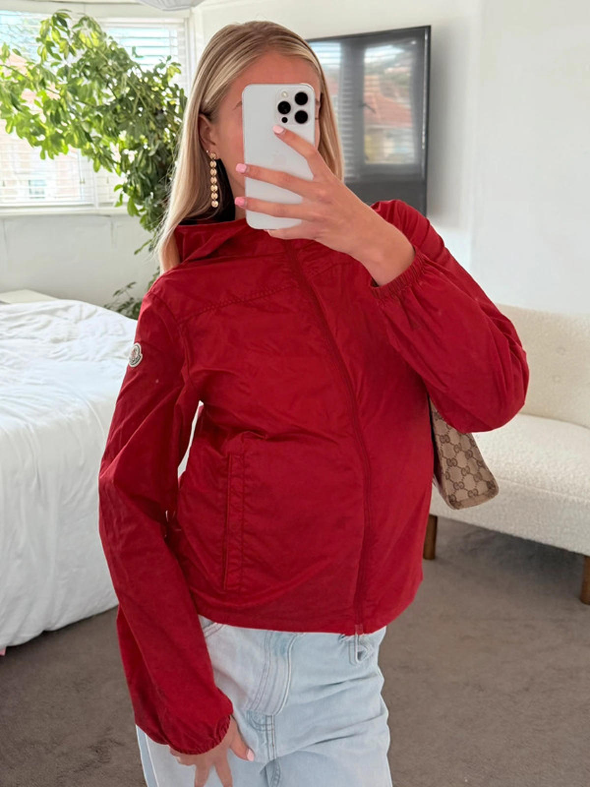 Moncler Red Lightweight Hooded Jacket