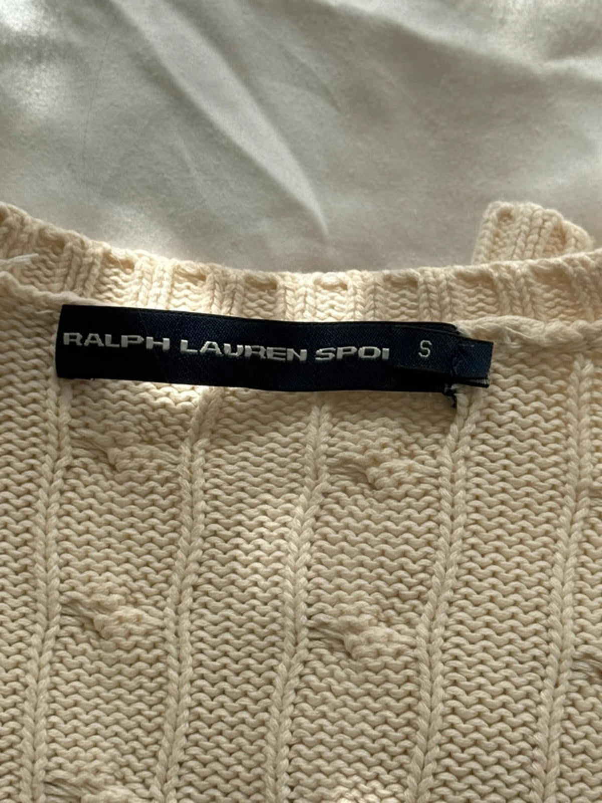 Ralph Lauren Cream Cable Knit V Neck Jumper