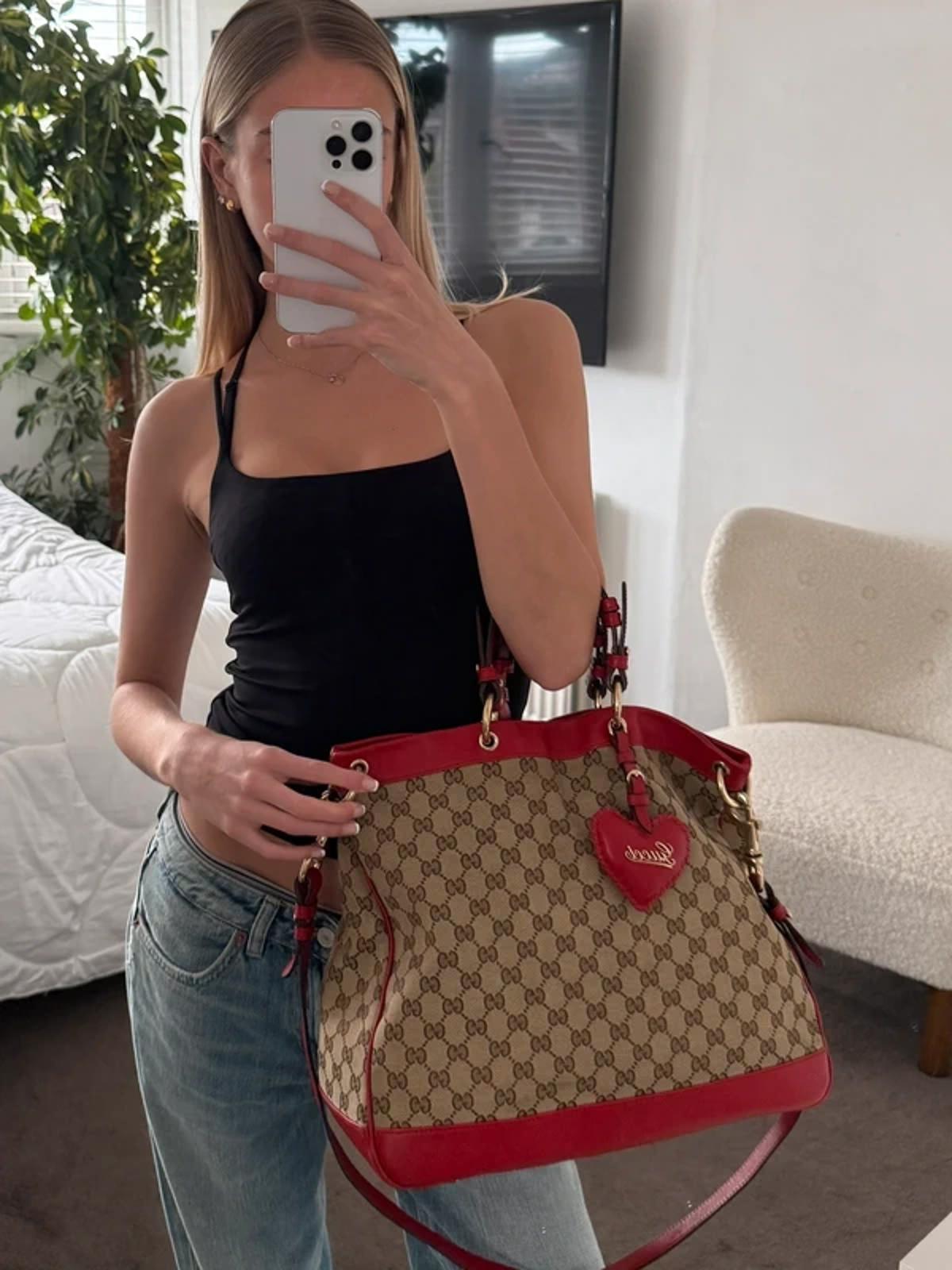 Gucci GG canvas Valentine top handle bag