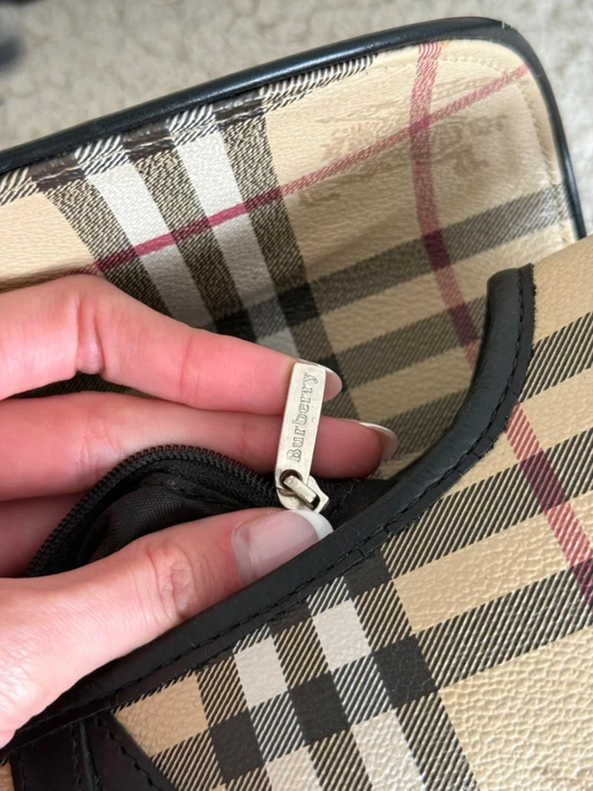 Burberry Nova Check Saddle Bag Black Leather Trim