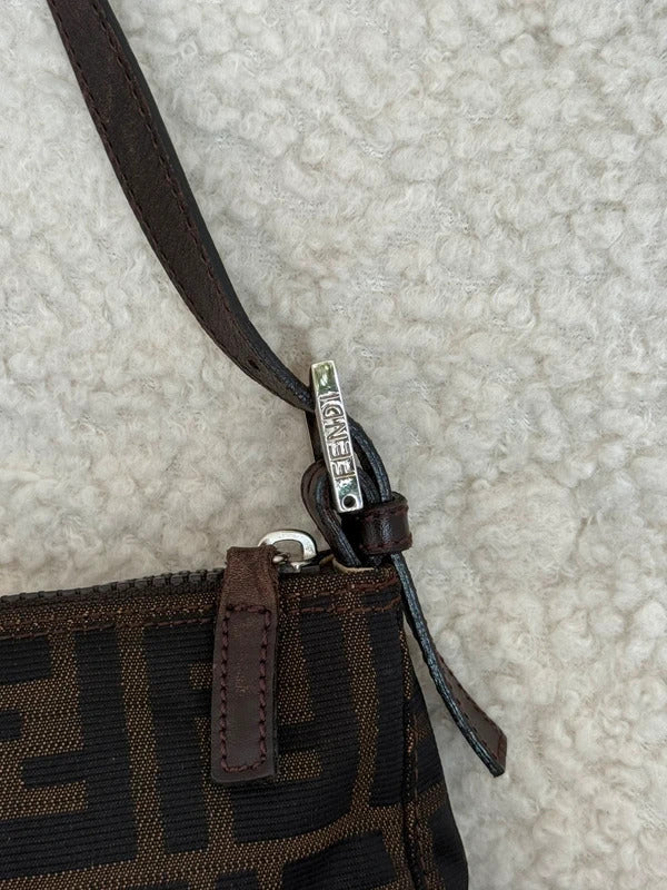 Fendi Zucchino Canvas Pochette Shoulder Bag