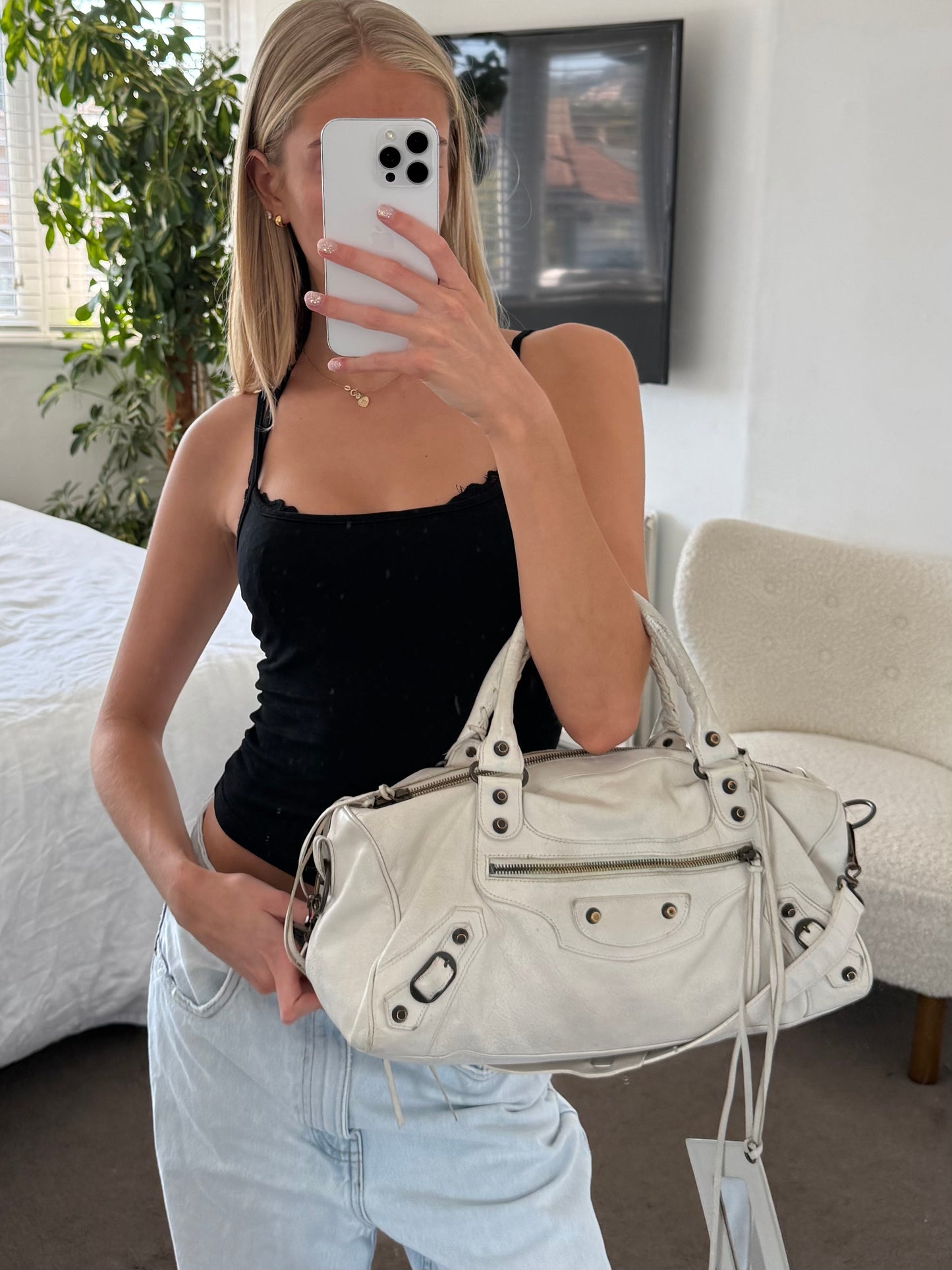 Balenciaga City Bag White Leather Classic Hardware