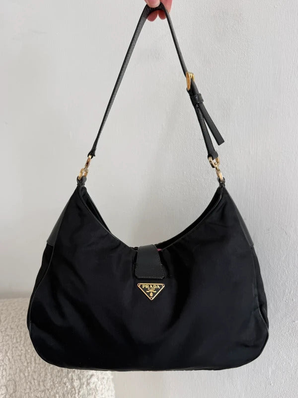 prada black nylon shoulder bag