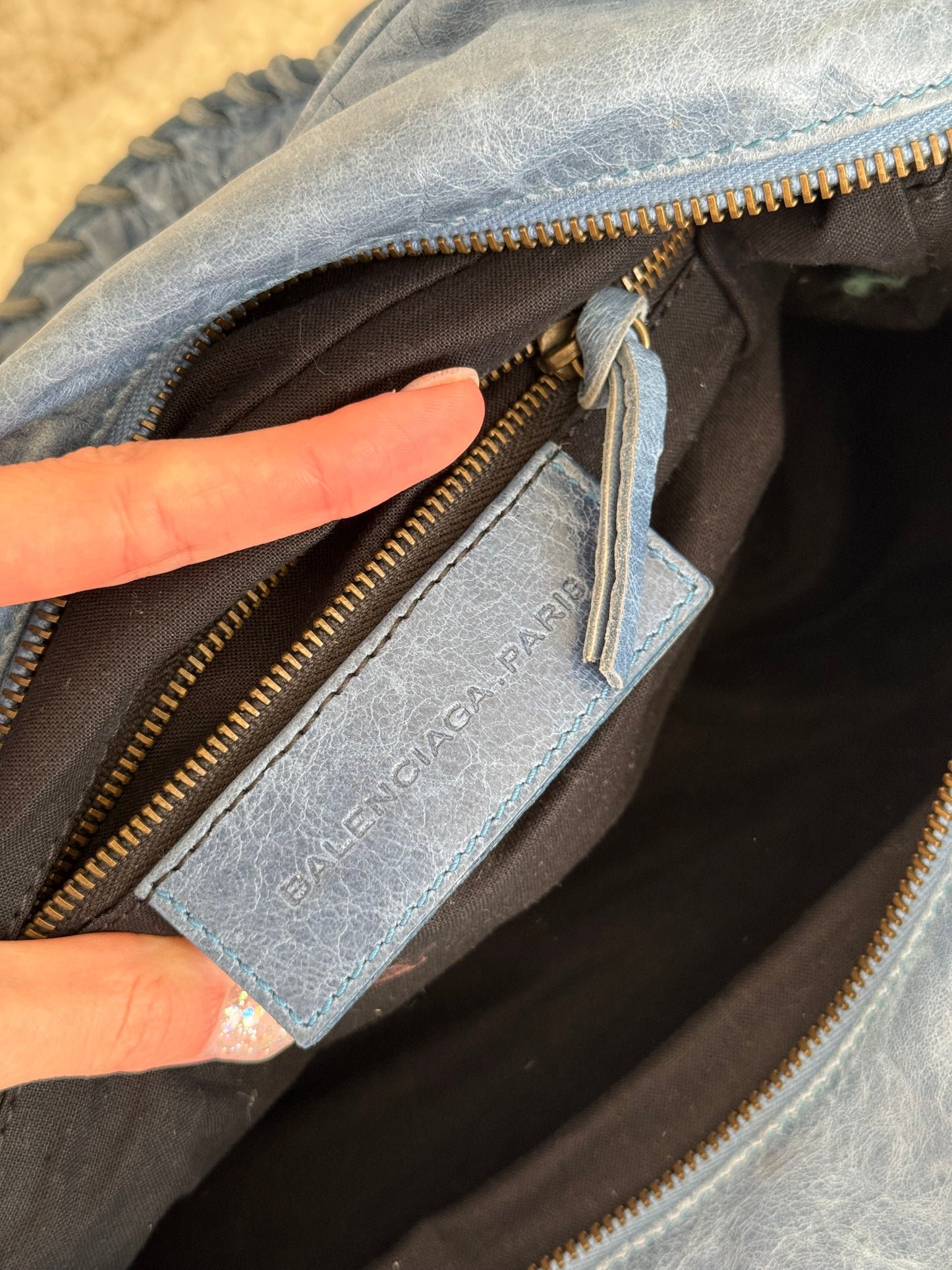 Balenciaga City Bag Blue Leather Classic Hardware