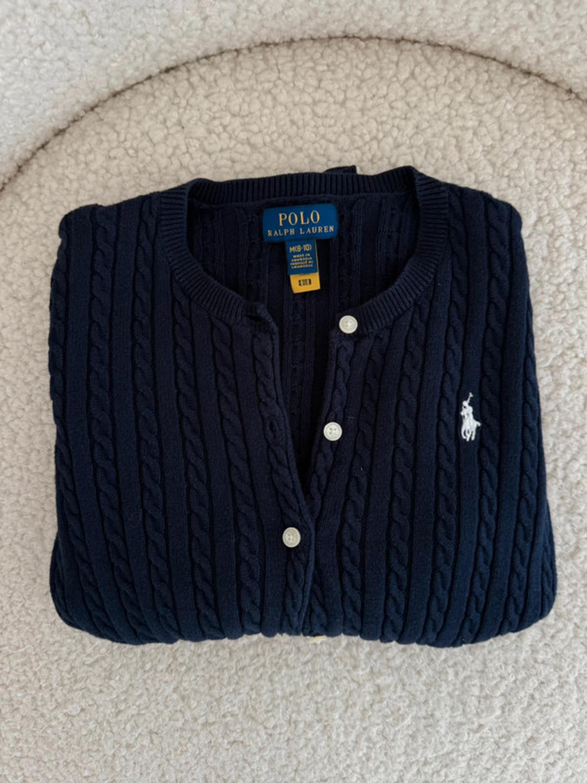 Ralph Lauren navy cable knit cardigan