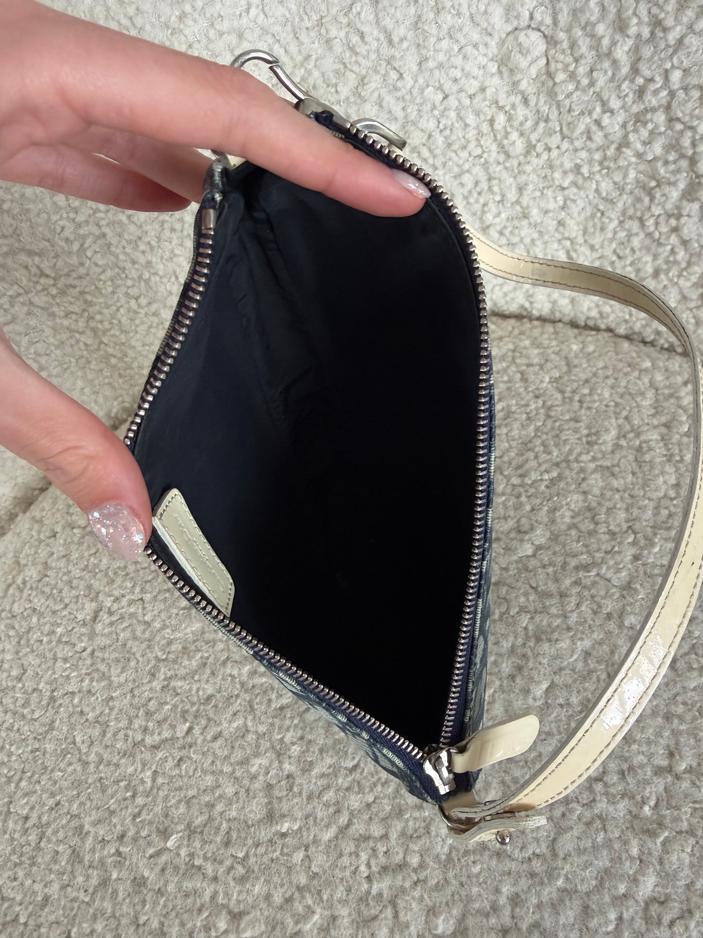 Christian Dior Saddle Mini Bag Blue Trotter Canvas