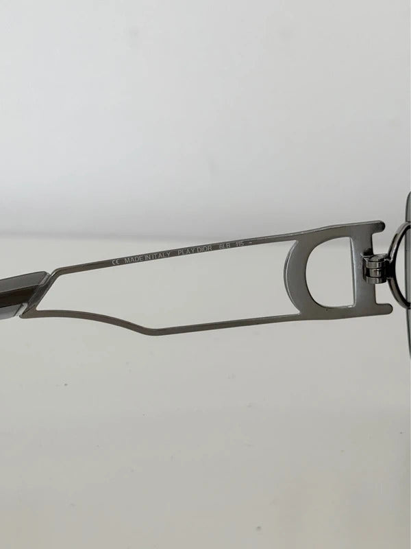 vintage dior shield rimless sunglasses silver