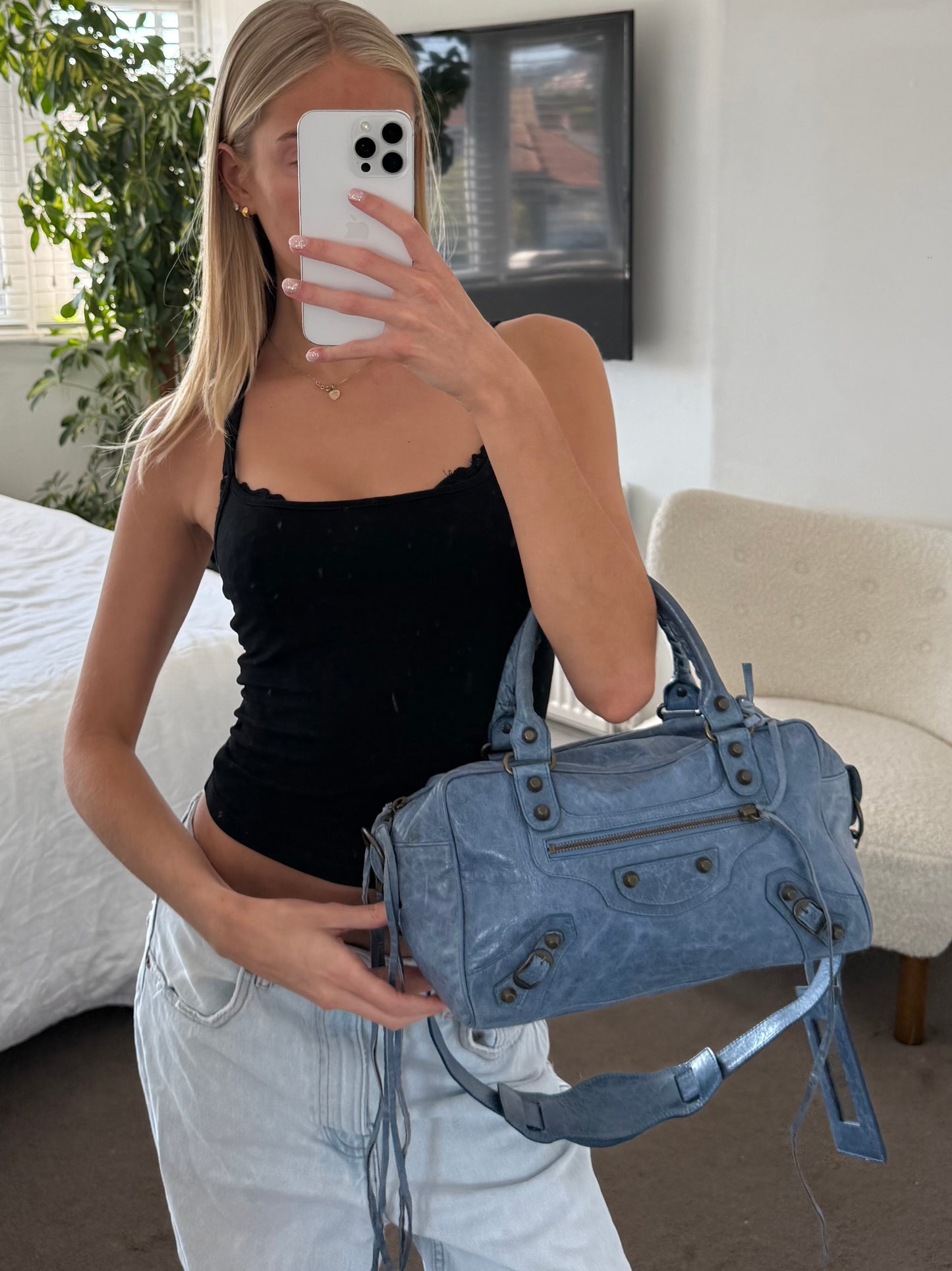 Balenciaga City Bag Blue Leather Classic Hardware