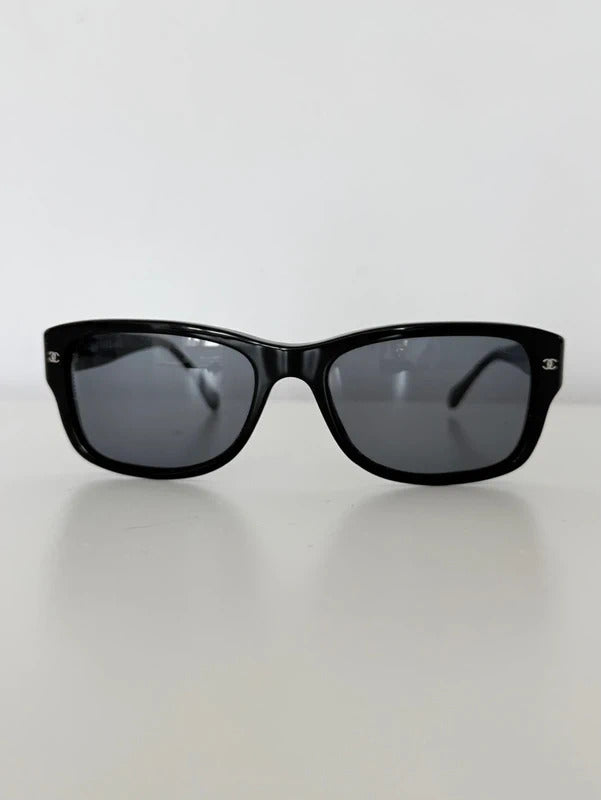 chanel black rectangular sunglasses