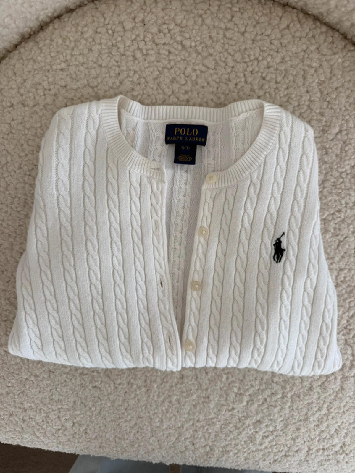 Polo Ralph Lauren white cable knit cardigan